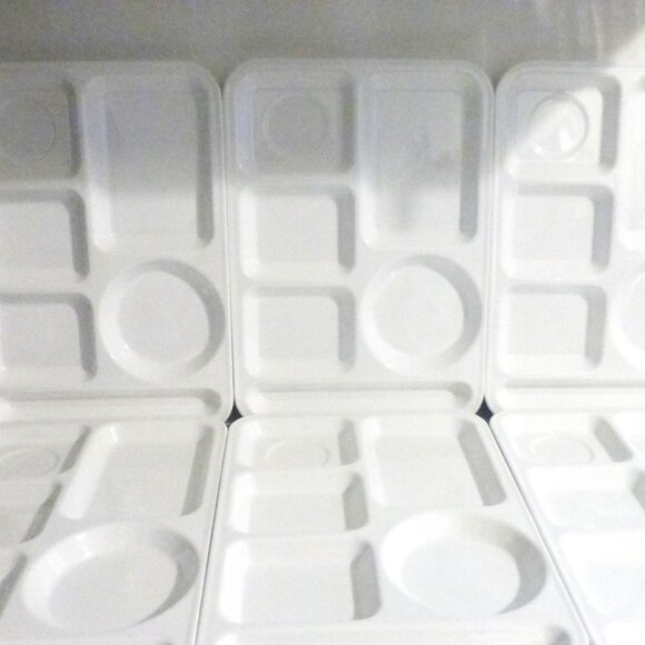 8x WHITE Texas Ware Melamine Ware DINNER TRAYS Vintage Serving Tray TV DINNER - Picture 4 of 9